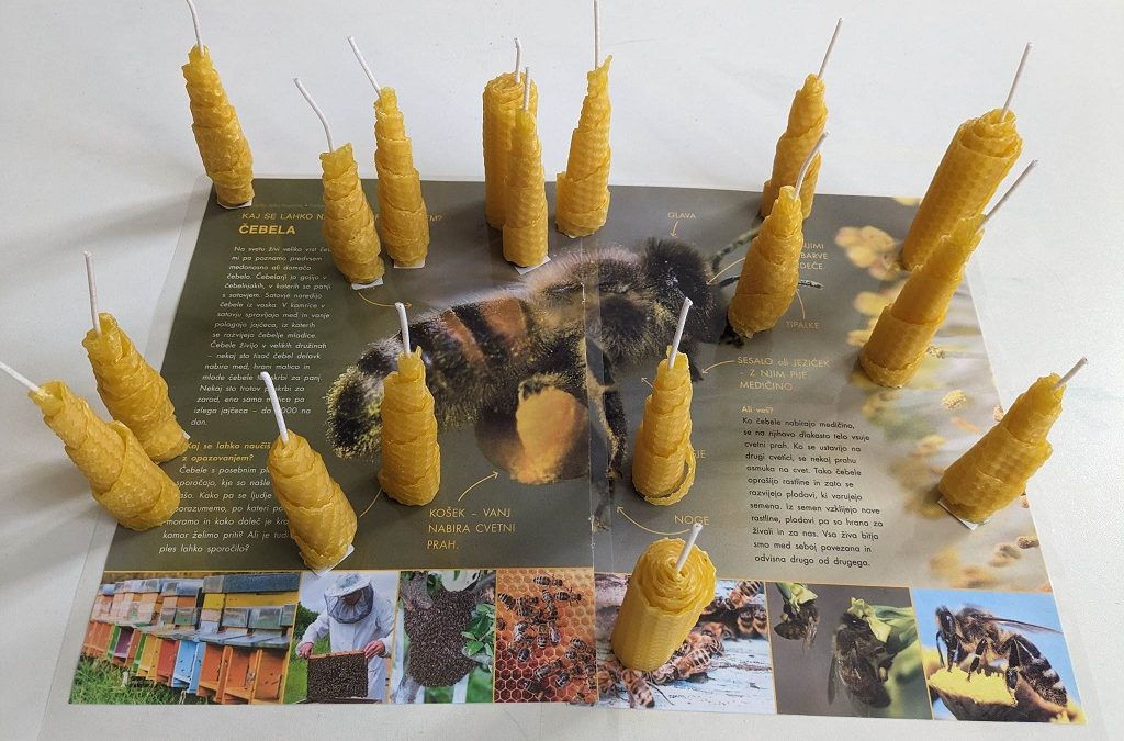 Spoznavanje čebeljih pridelkov in igra na prostem v Rumeni skupini